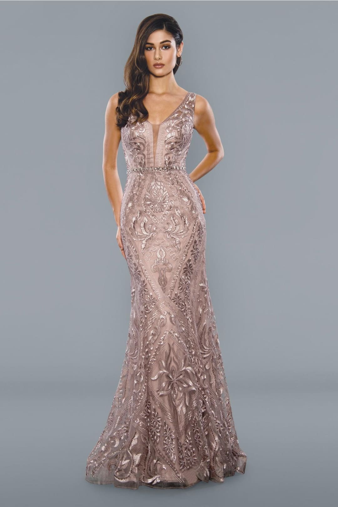 Dusty Pink Prom Dress Mermaid Formal Evening Gown Stella Couture -New Collection
