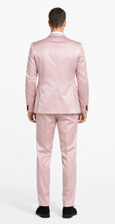 Dusty Rose Slim Fit Satin Tuxedo – Four Piece Set