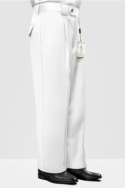 Mens Italian Wool Wide Leg Dress Pants in White by Statement