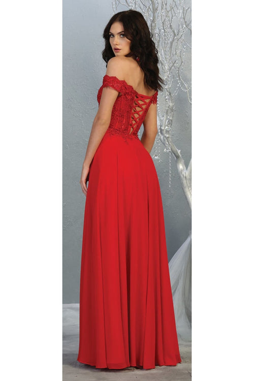 May Queen MQ1714 Bridesmaid Dresses in Chiffon Off Shoulder Plus Size