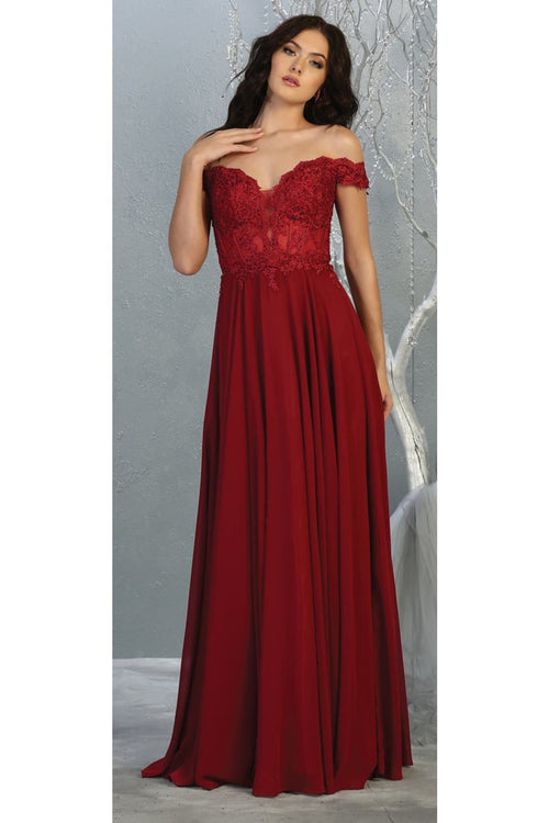 May Queen MQ1714 Bridesmaid Dresses in Chiffon Off Shoulder Plus Size