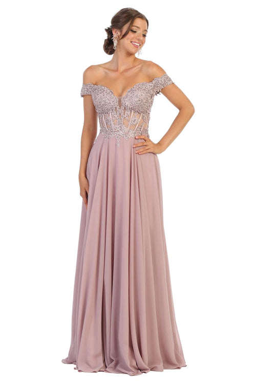 May Queen MQ1714 Bridesmaid Dresses in Chiffon Off Shoulder Plus Size