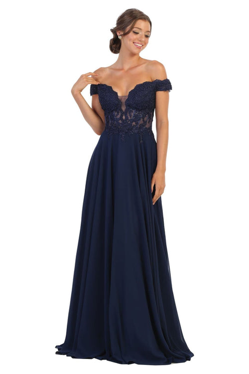 May Queen MQ1714 Bridesmaid Dresses in Chiffon Off Shoulder Plus Size