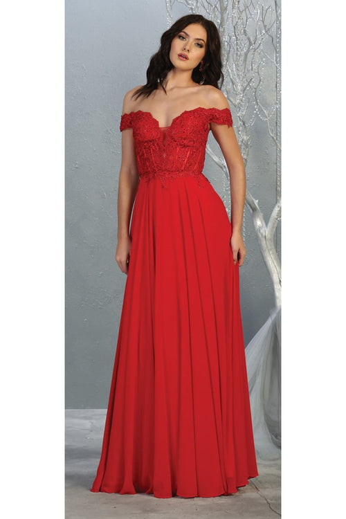 May Queen MQ1714 Bridesmaid Dresses in Chiffon Off Shoulder Plus Size