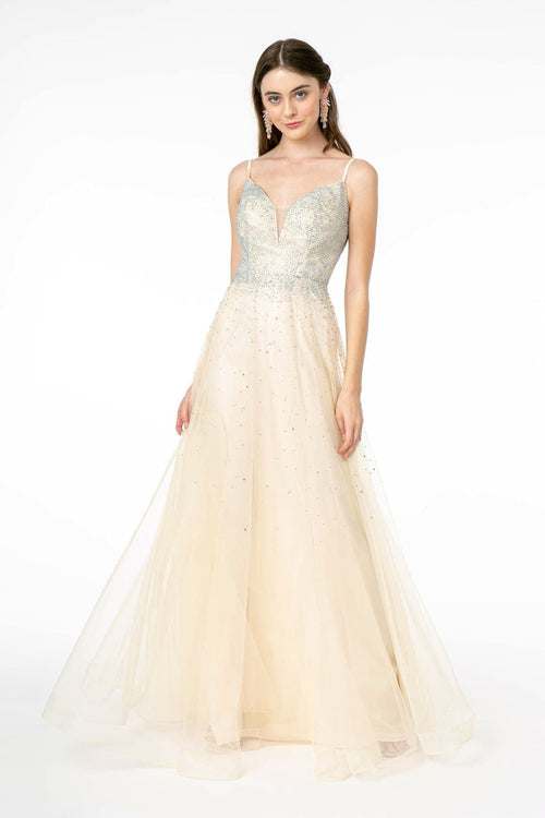 Formal Dress - Champagne Mesh by Elizabeth KGL2891