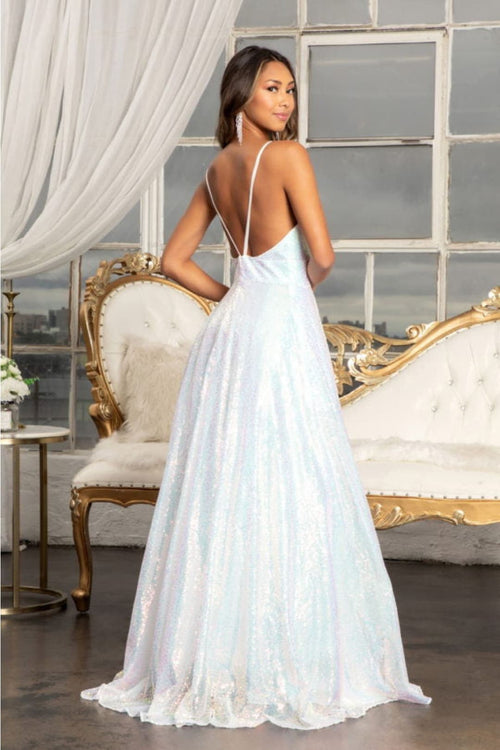 White Sequined Formal Dress by Elizabeth KGL3028