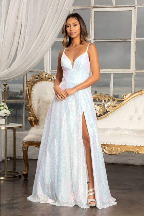 White Sequined Formal Dress by Elizabeth KGL3028