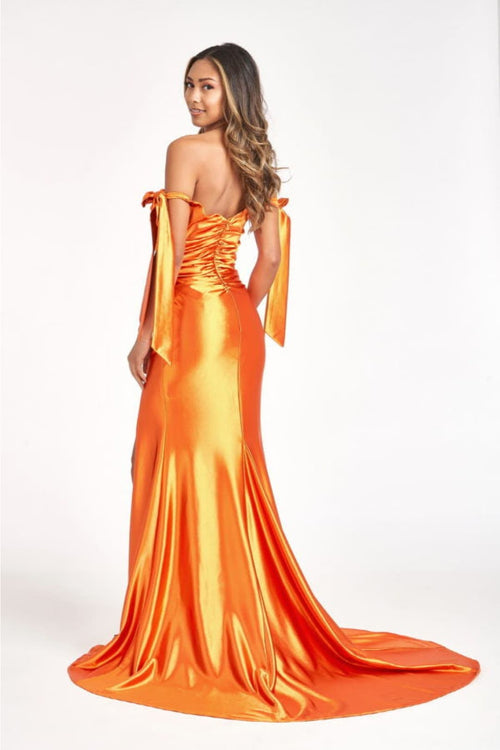 Off Shoulder Satin Dress by Elizabeth K GL3059