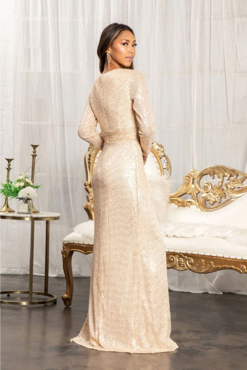 Sequin Long Sleeve Dress by Elizabeth KGL3063