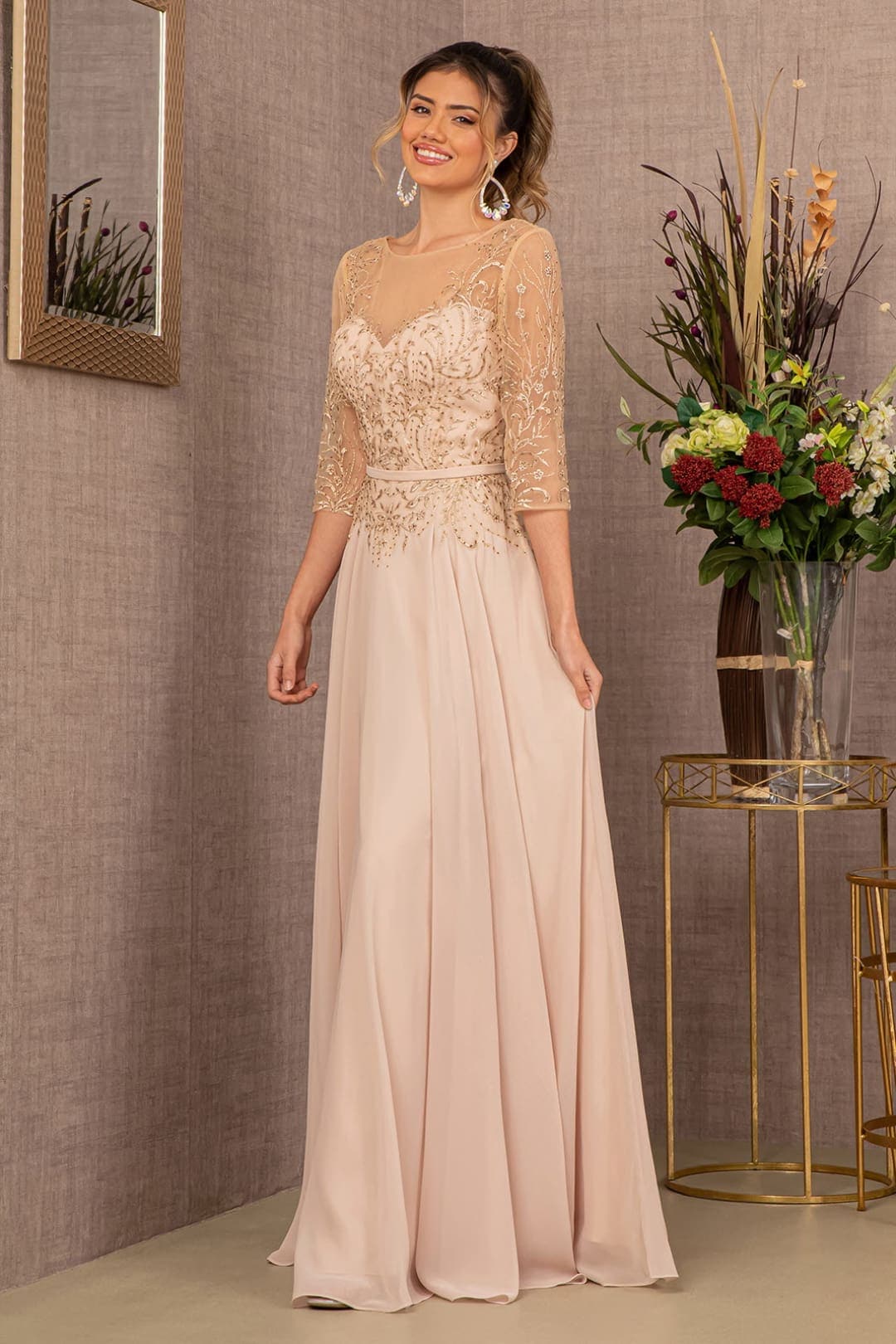 Embroidered A-line Dress by Elizabeth KGL3066