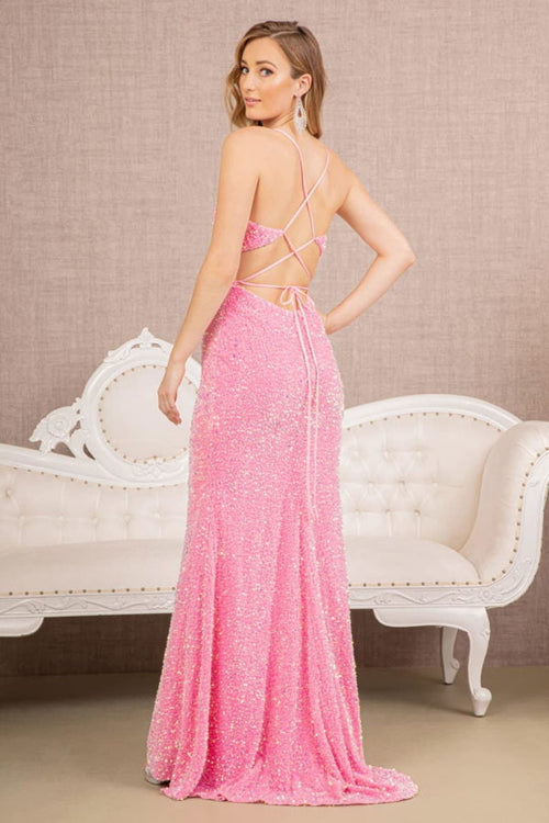Spaghetti Strap Sequin Gown by Elizabeth KGL3142