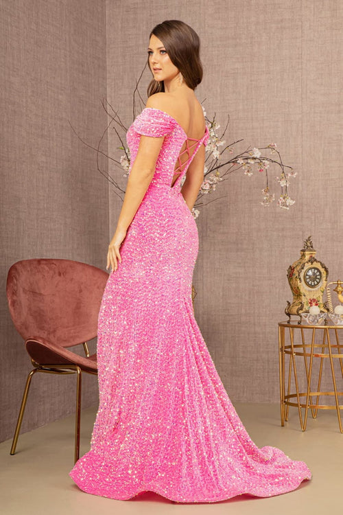 Corset Back Sequin Gown by Elizabeth KGL3148