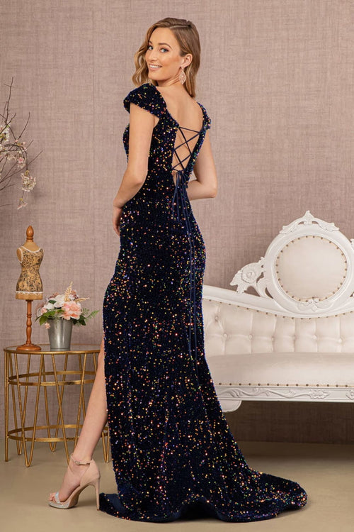 Corset Back Sequin Gown by Elizabeth KGL3148