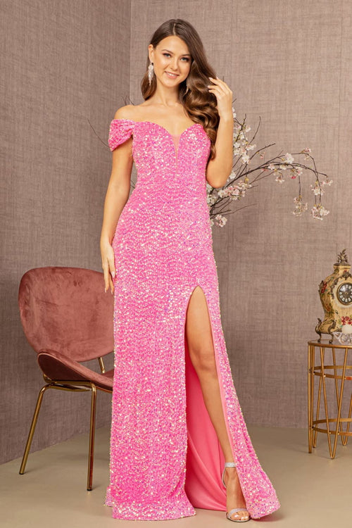 Corset Back Sequin Gown by Elizabeth KGL3148