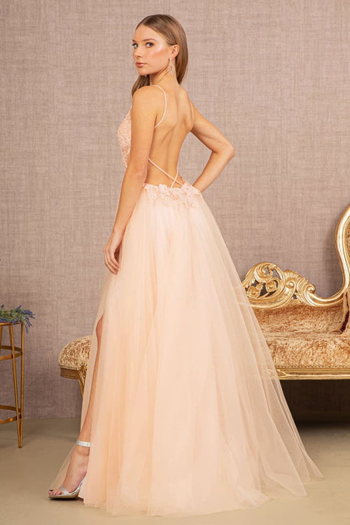 V-Neck Sheer Formal Dress by Elizabeth KGL3152