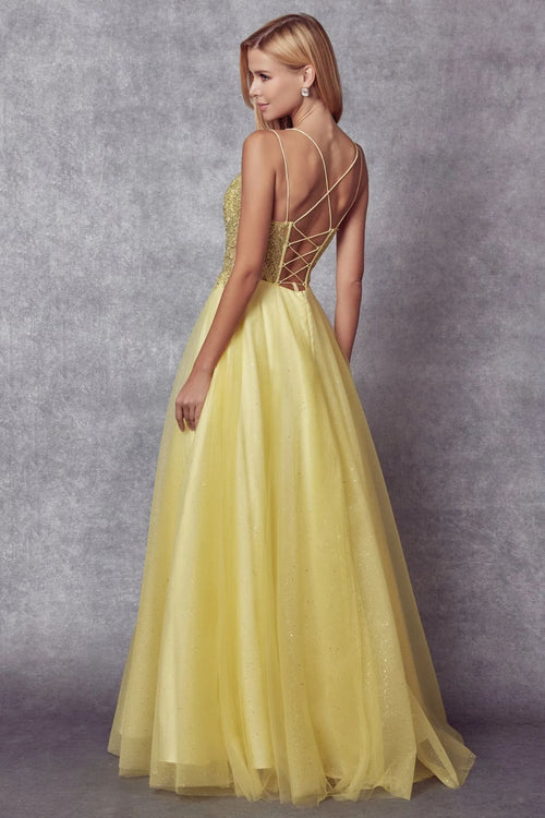 Embroidered Tulle Sparkle Gown by Juliet 268