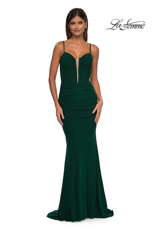 La Femme 32642 Sleeveless Net Jersey Prom Gown