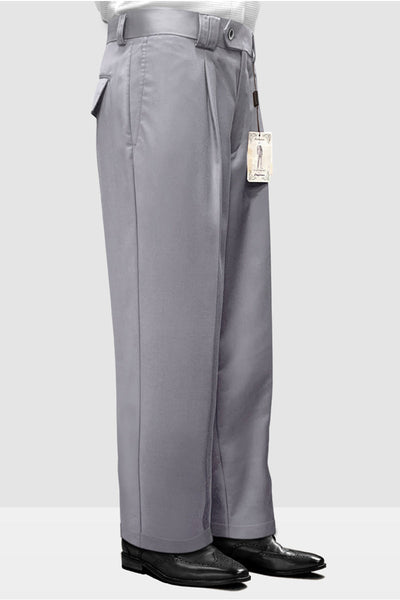 Mens Italian Wool Wide Leg Dress Pants in Light Grey by Statement