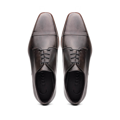 Zelli Enzo Classic Cap Toe Dress Shoes Crafted in Grey Calfskin