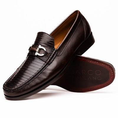 Marco Di Milano Enzo Lizard Bit Loafers Brown