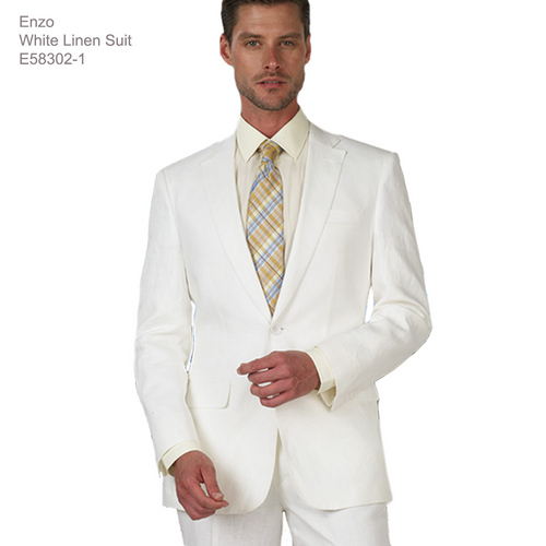 Enzo White, Khaki or Blue Linen Suits/ Free Shipping by Usamensoutlet