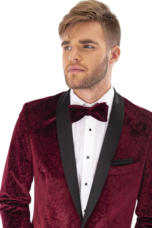 Equinox Burgundy Embossed Velvet Tuxedo Jacket (Separates) by PROMTUXEDO