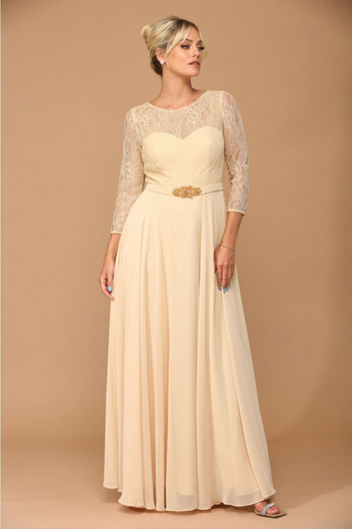 Eva USA 3227 A-Line Lace Detailed Mother of the Bride Gown