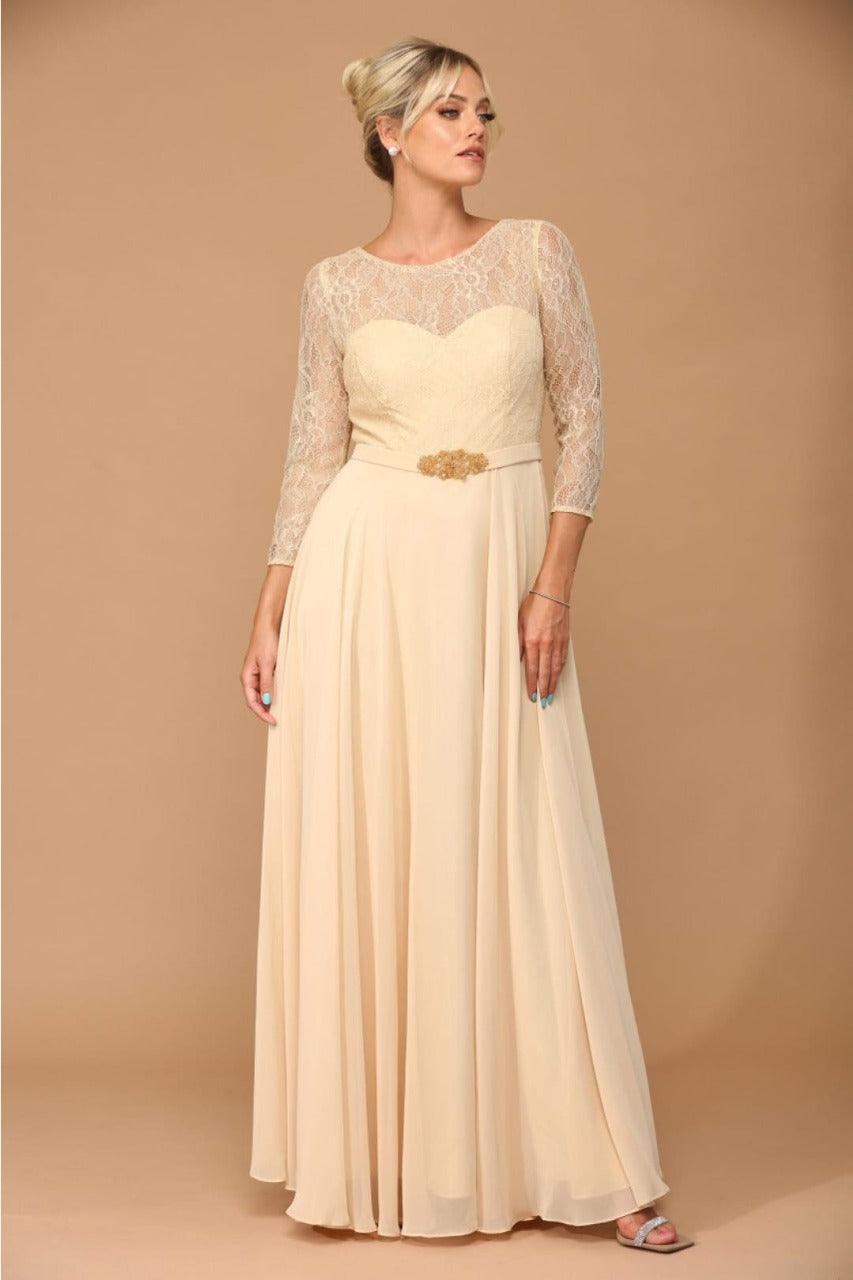 Eva USA 3227 A-Line Lace Detailed Mother of the Bride Gown