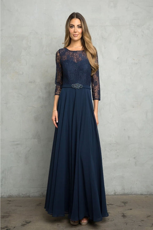 Eva USA 3227 A-Line Lace Detailed Mother of the Bride Gown