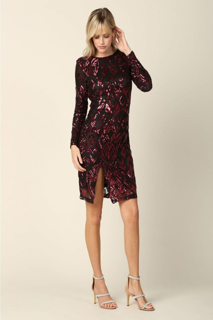 Eva USA 3374 Quinceañera Dama Dress – Black/Burgundy