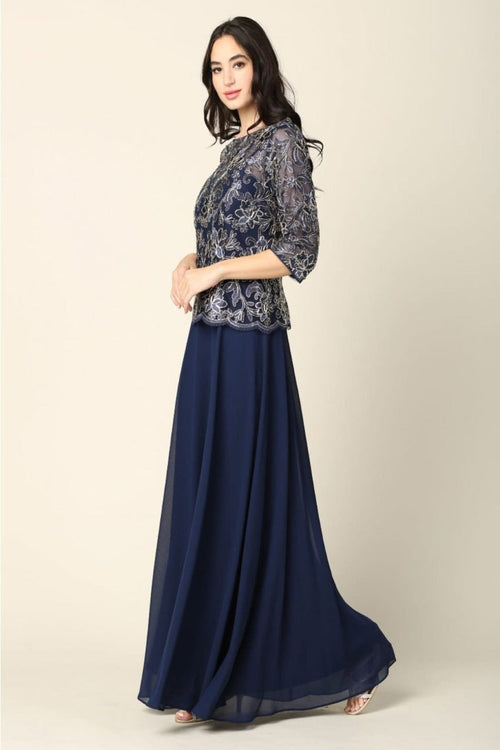 Eva USA 3377 One Piece Georgette Mother of the Bride Evening Dress