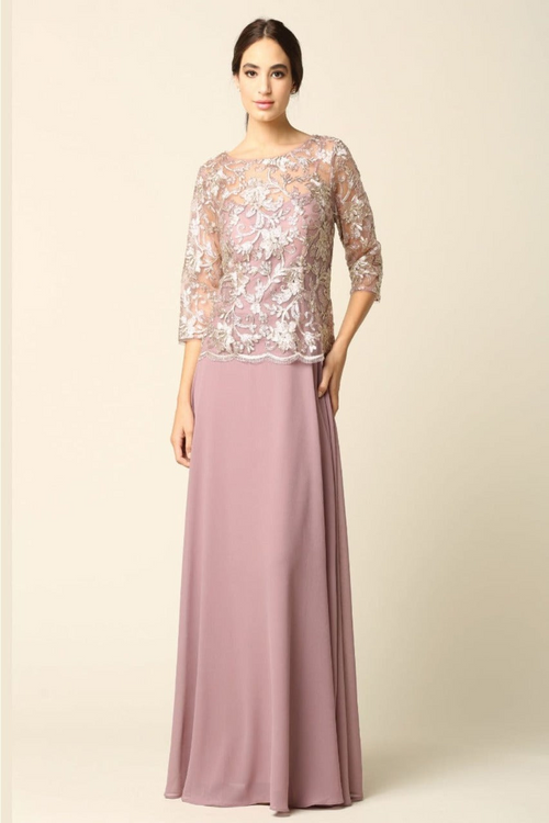 Eva USA 3377 One Piece Georgette Mother of the Bride Evening Dress