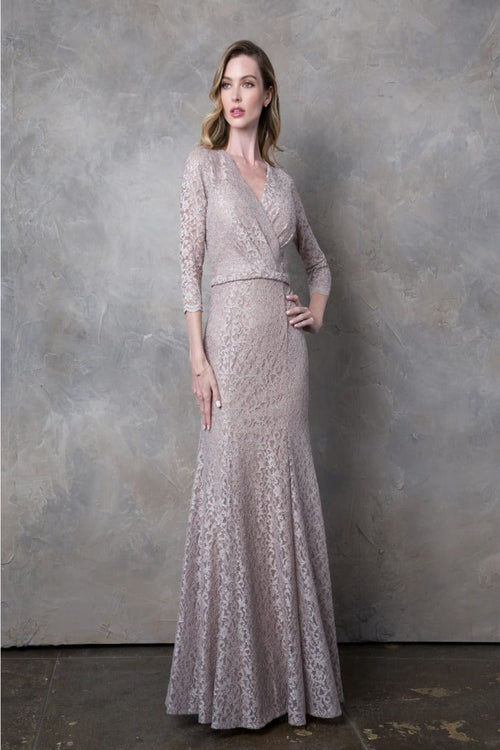 Eva USA 3450 3/4 Sleeve Glitter Mother of the Bride Formal Gown