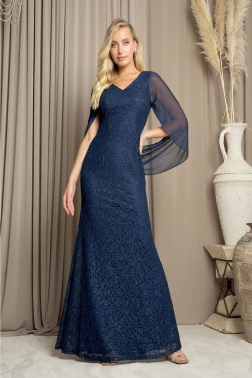 Eva USA 3471 Chiffon Cowl Back Mother of the Bride Long Dress
