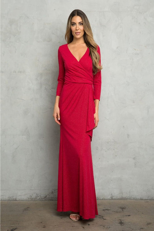 V-Neck 3/4 Sleeve MOB Formal Dress
