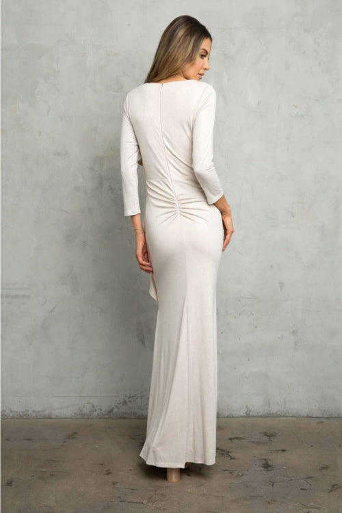 V-Neck 3/4 Sleeve MOB Formal Dress