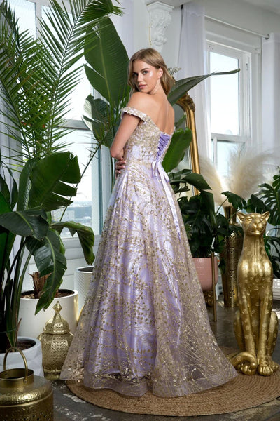 Eva USA 5245 Off Shoulder Glitter Ball Gown