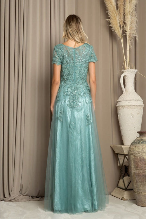Eva USA 5261 Monochrome Appliqué Tulle Mother of the Bride Gown
