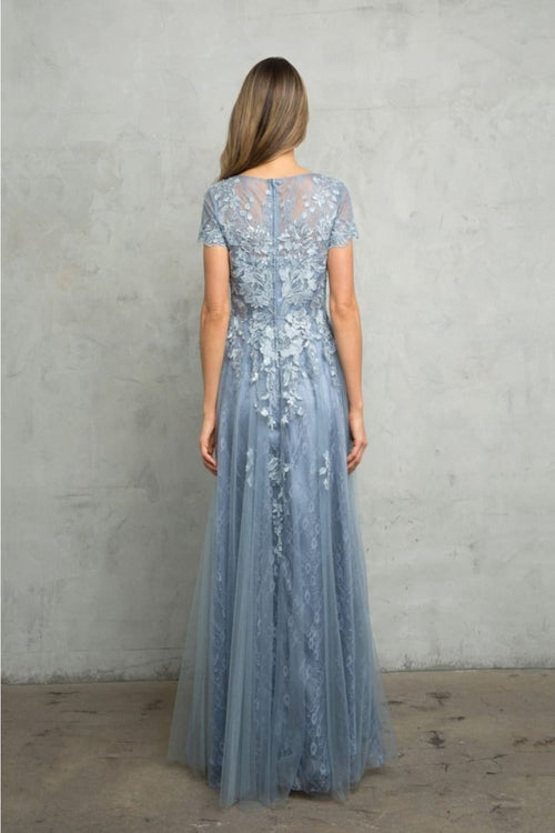 Eva USA 5261 Monochrome Appliqué Tulle Mother of the Bride Gown