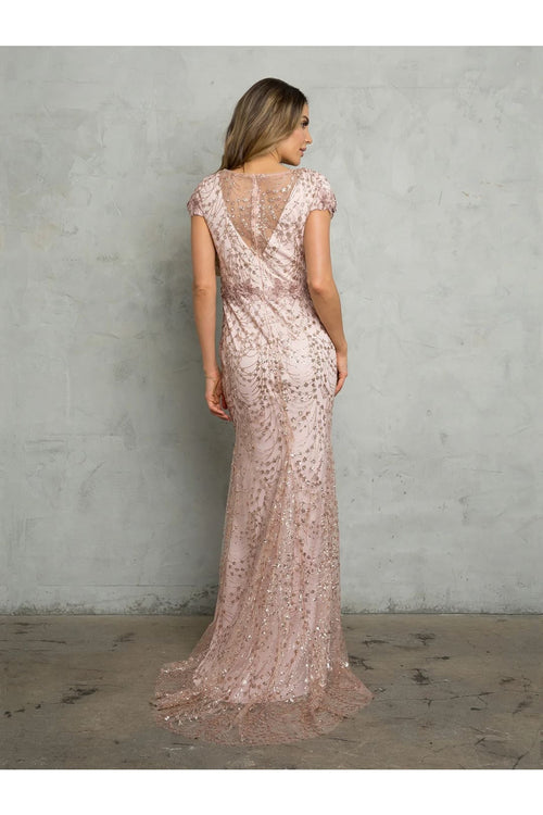 Eva USA 5266 Long Formal Glitter Applique Evening Dress