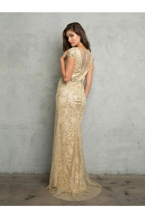 Eva USA 5266 Long Formal Glitter Applique Evening Dress