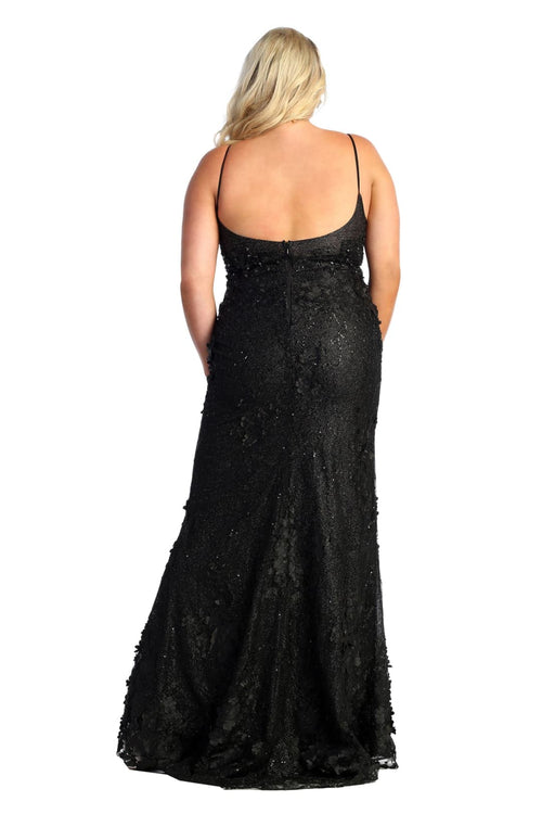 Elegant 3D Floral Lace Mermaid Evening Gown – V-Neck Sleeveless Formal Dress