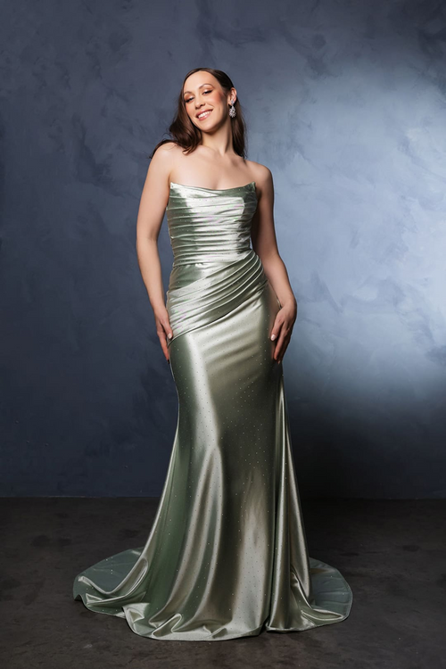 Evening Dress Straight Across Mermaid Gown By May Queen MQ2156