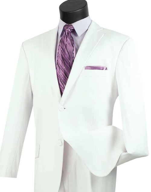 Executive Classic Fit Two Piece Suit Color Solid White Vinci