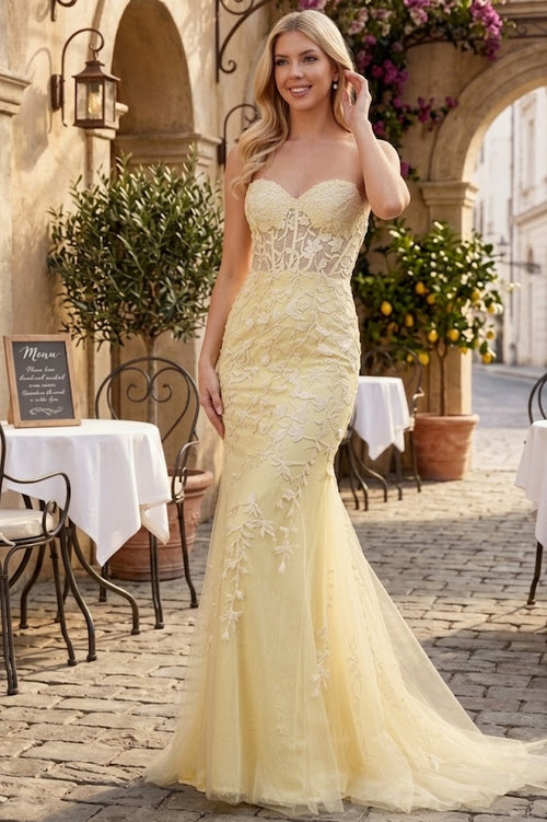 Amelia Couture 7024 Sweetheart Mesh Corset Mermaid Prom Dress