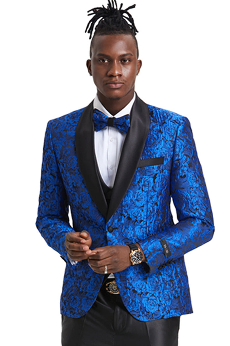 Men's Royal Blue Paisley Slim Fit Tuxedo