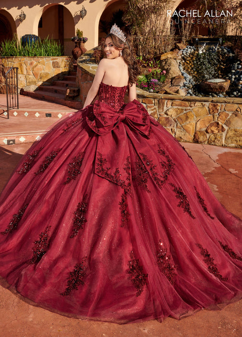 Rachel Allan RQ2171 Feather Long Sleeve Quinceanera Dress