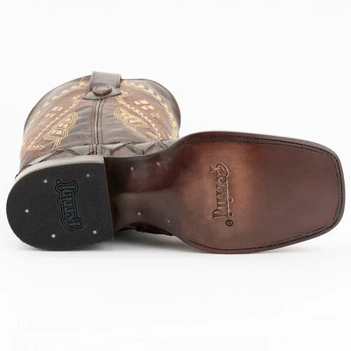 Ferrini Bronco Men's Print Pirarucu Fish Boots Handcrafted Chocolate 4339309 Ferrini USA