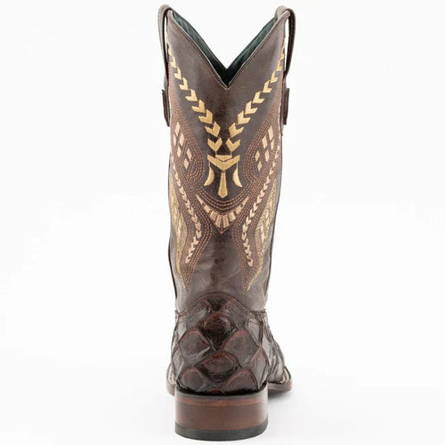 Ferrini Bronco Men's Print Pirarucu Fish Boots Handcrafted Chocolate 4339309 Ferrini USA