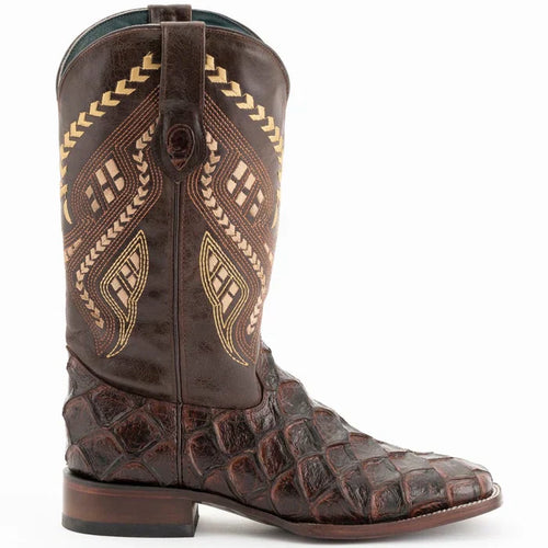 Ferrini Bronco Men's Print Pirarucu Fish Boots Handcrafted Chocolate 4339309 Ferrini USA